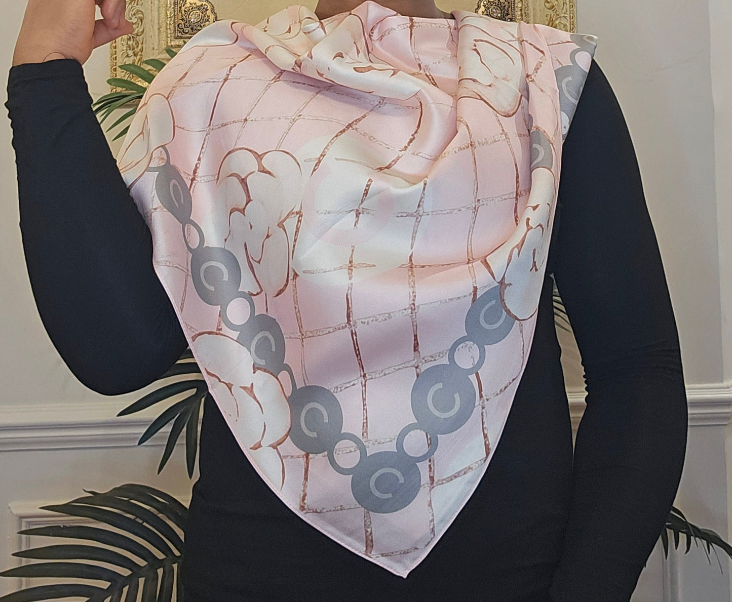 Square Print Twill Silk Scarf