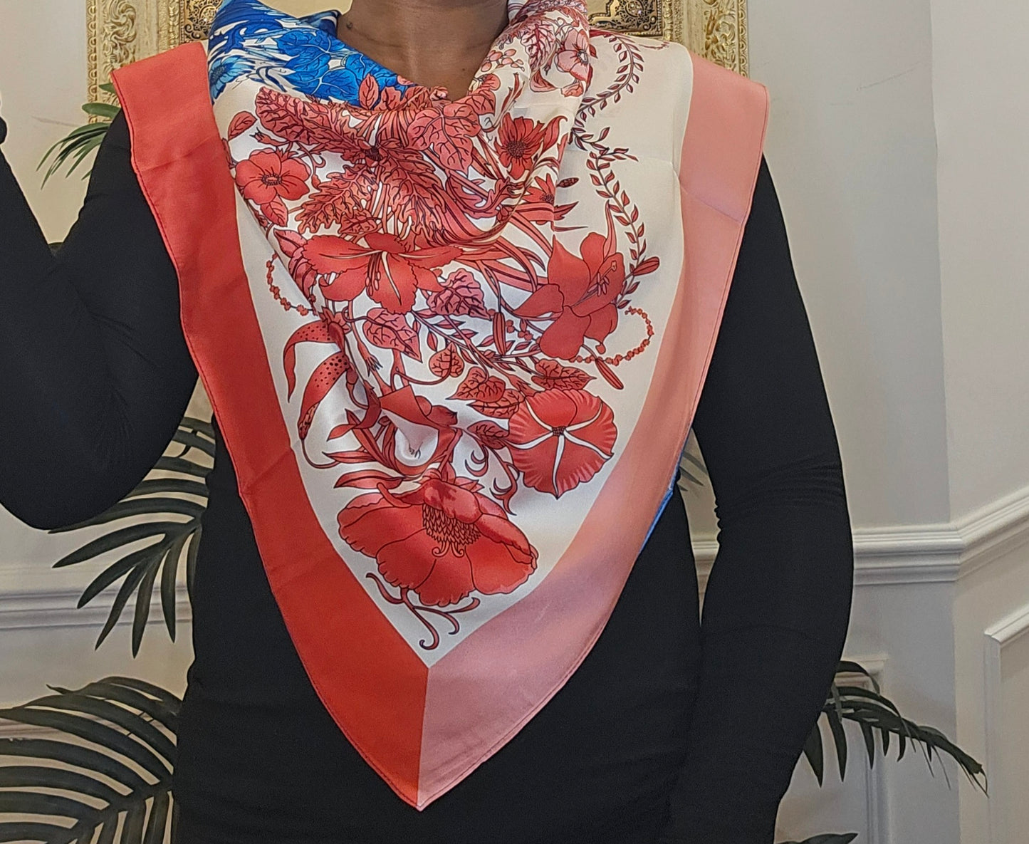 Classic Floral Twill Silk Scarf