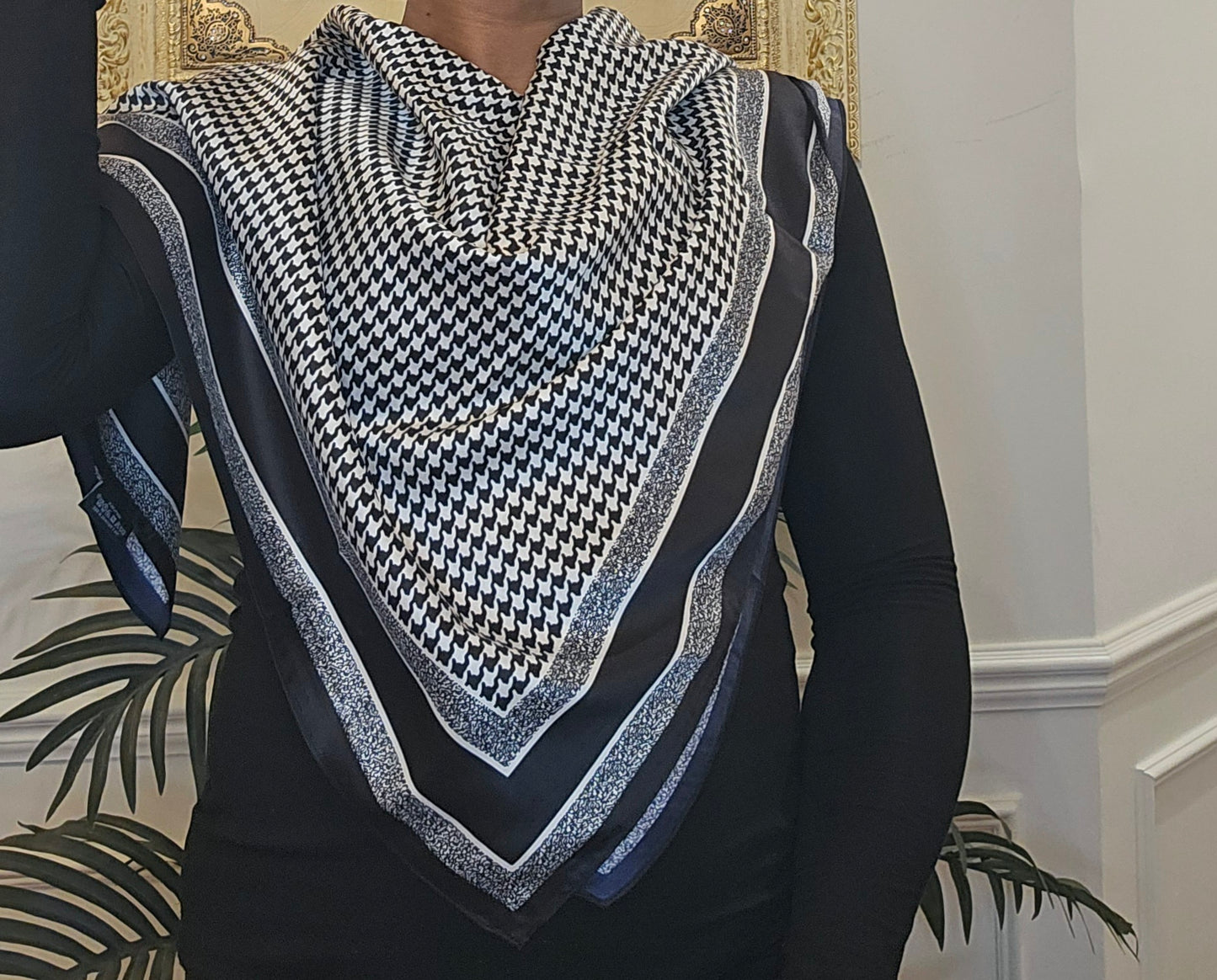 Houndstooth Twill Silk Scarf