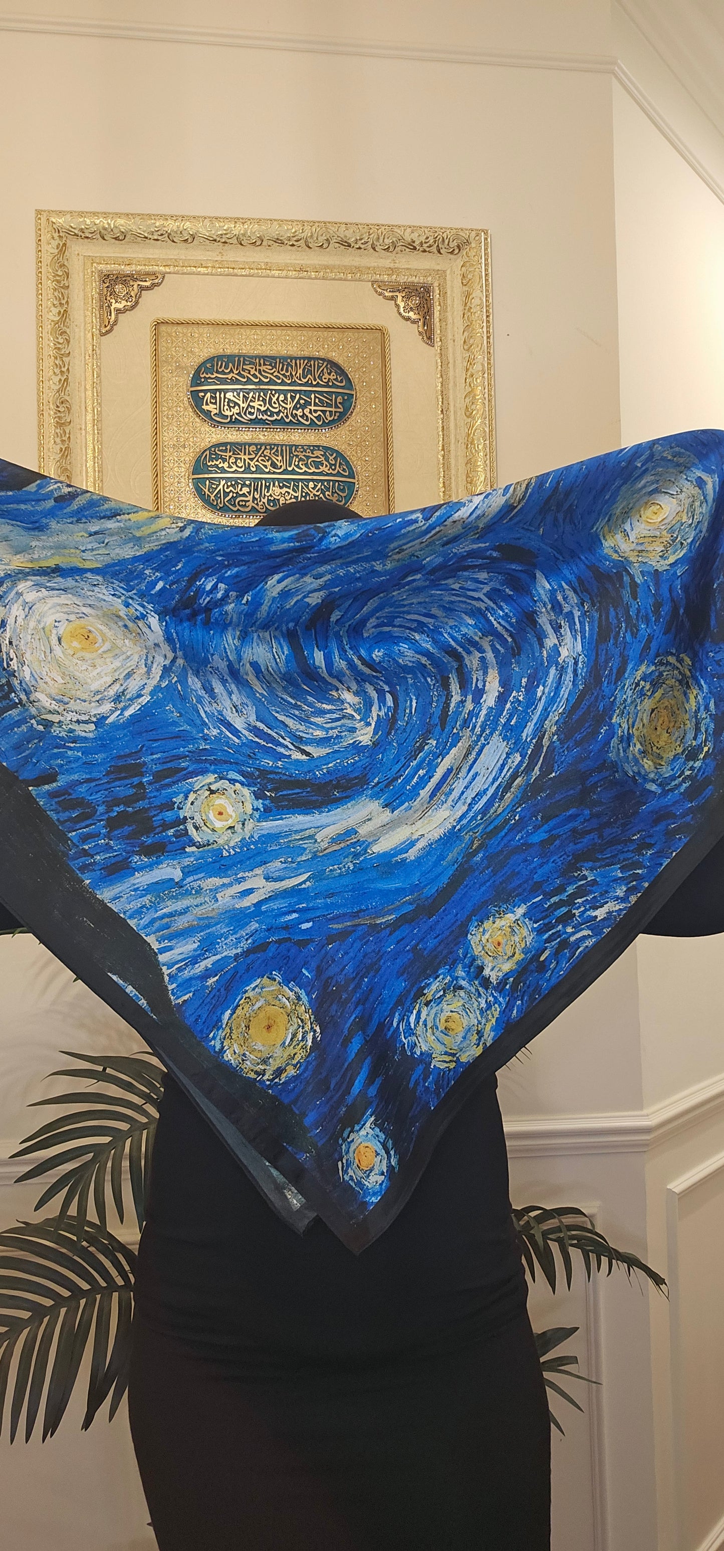 Starry Night Artwork Twill Silk Scarf