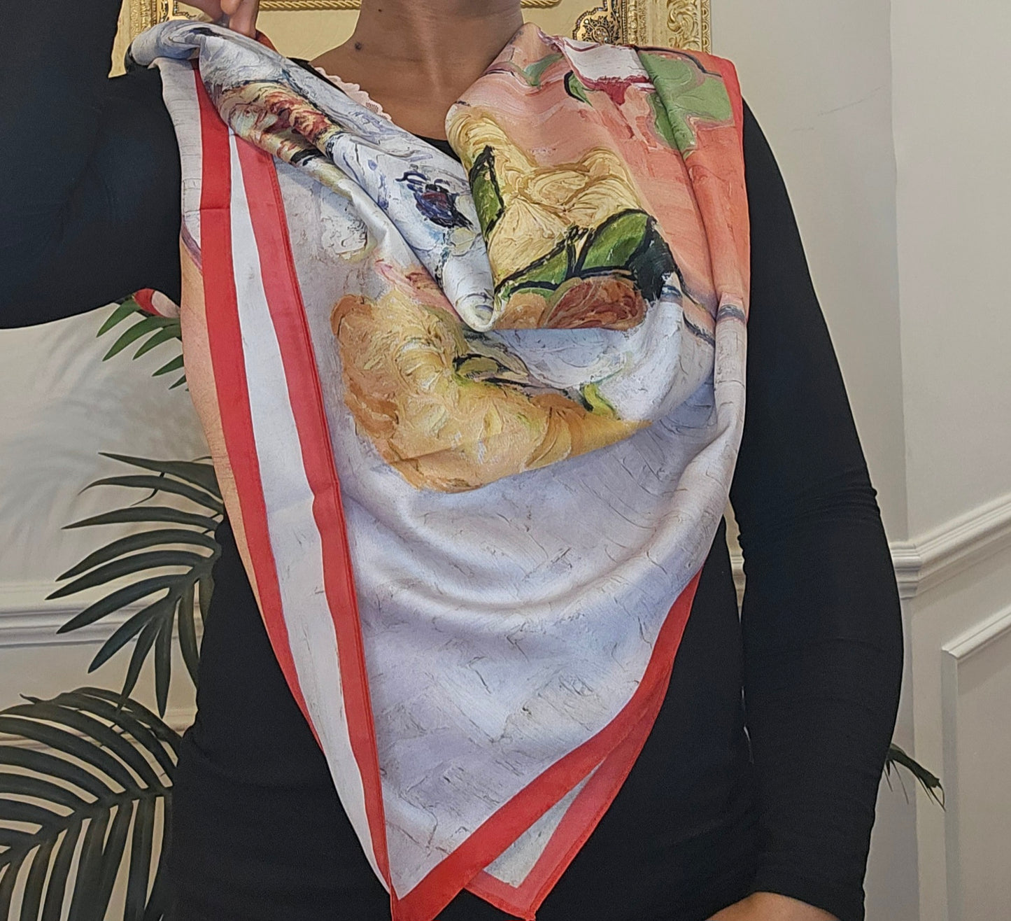 Floral Vase Twill Silk Scarf