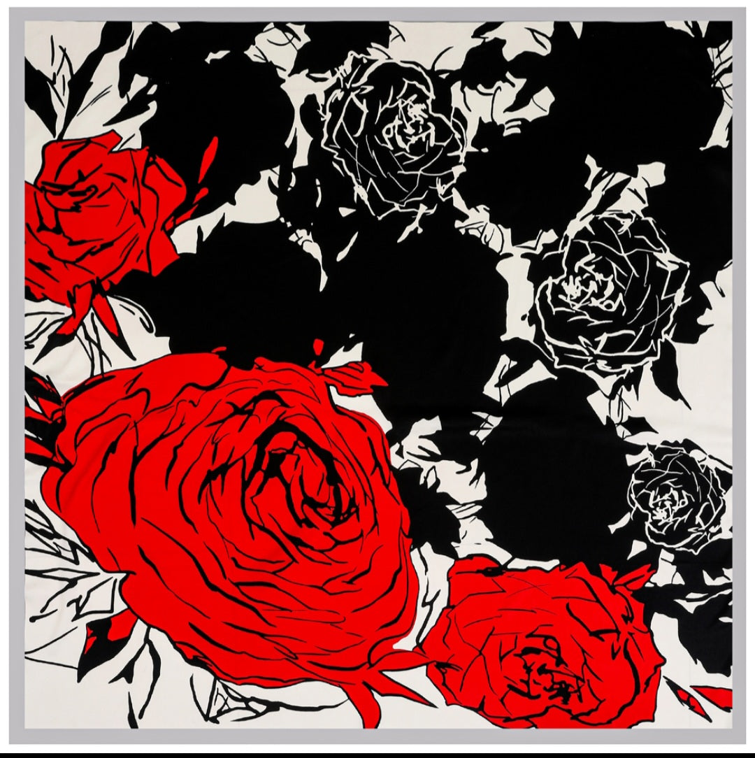 Hand Painted Roses Scarf