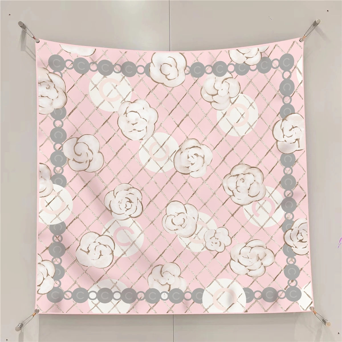 Square Print Twill Silk Scarf