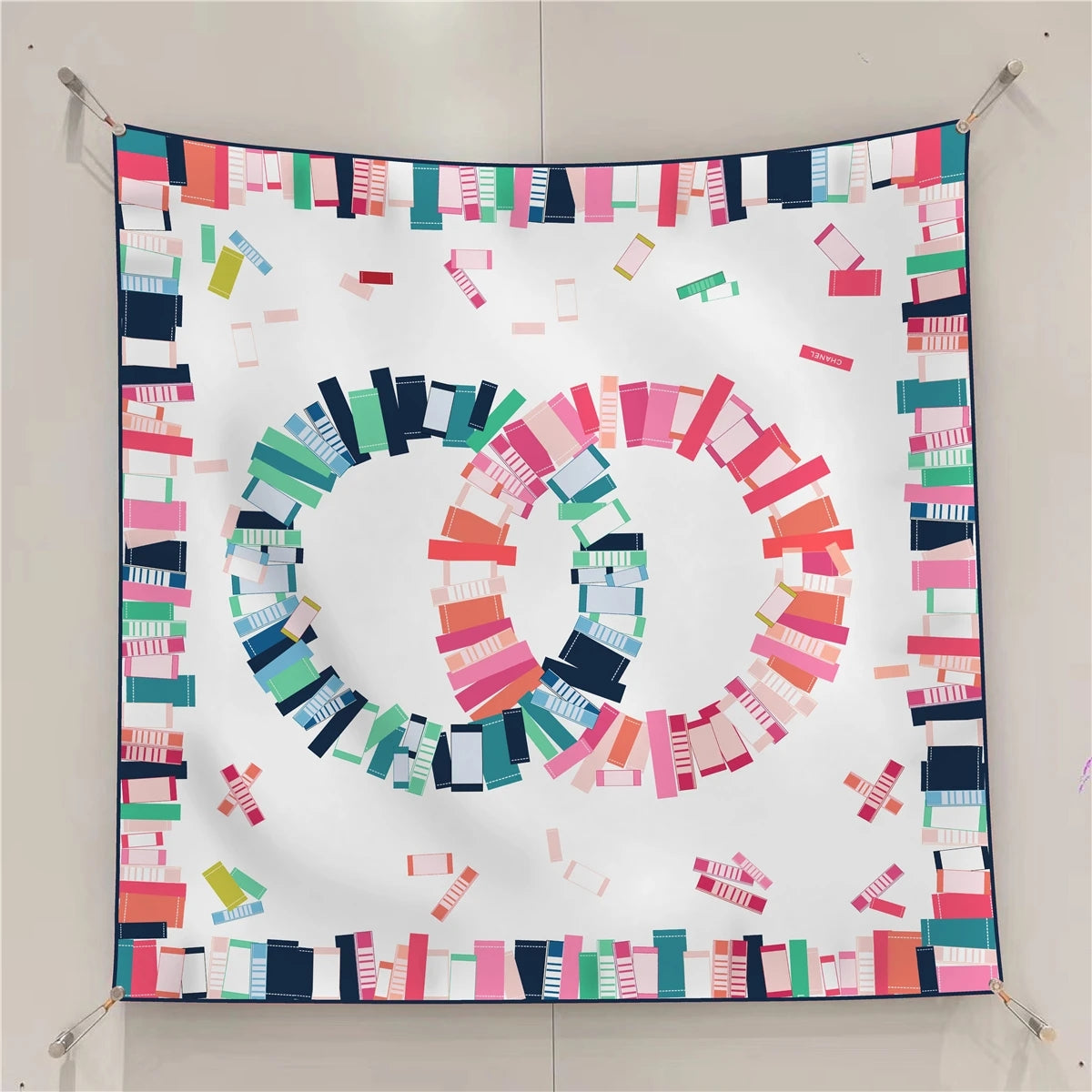 Colorful Geometric Print Twill Silk Scarf