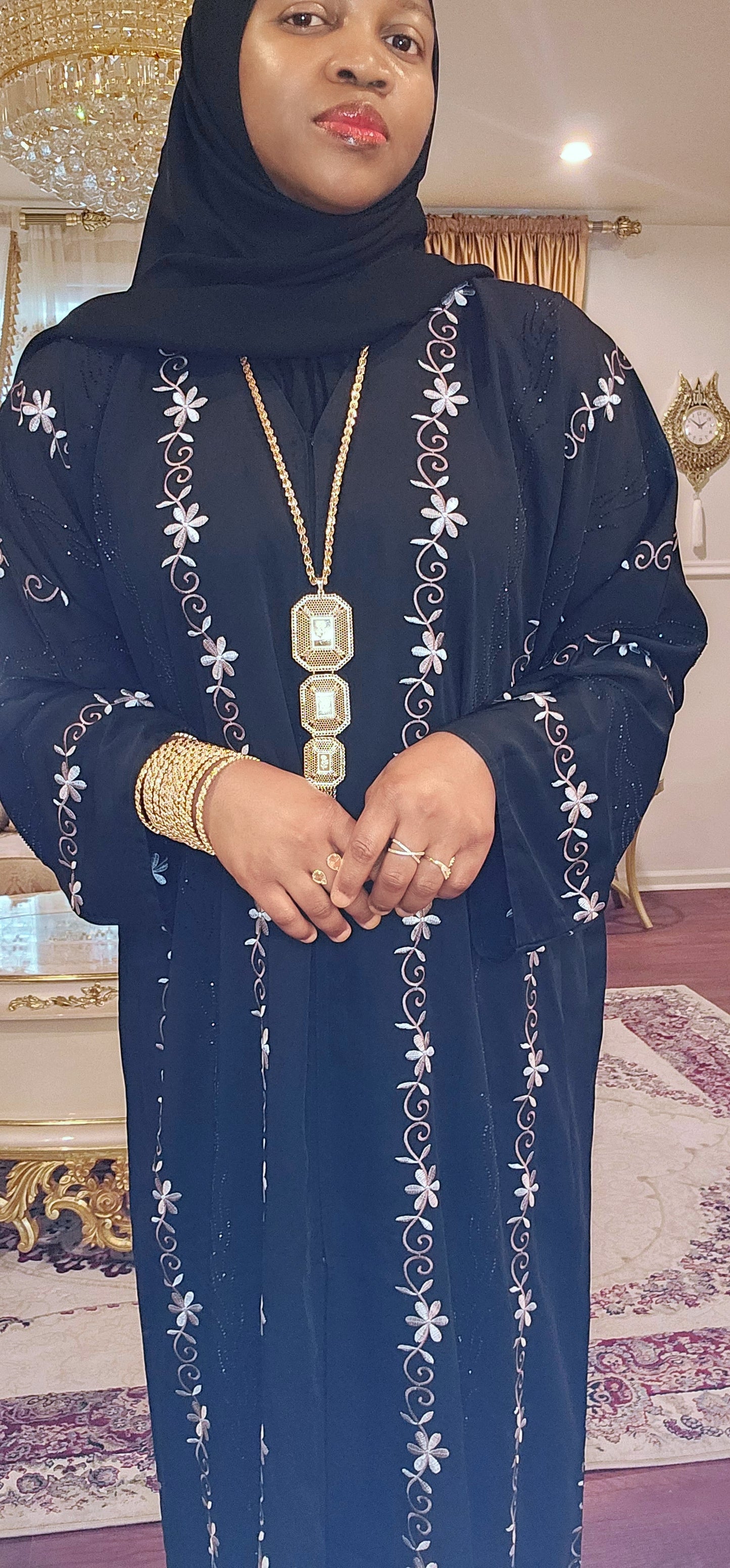 Elegant floral embroidered Abaya