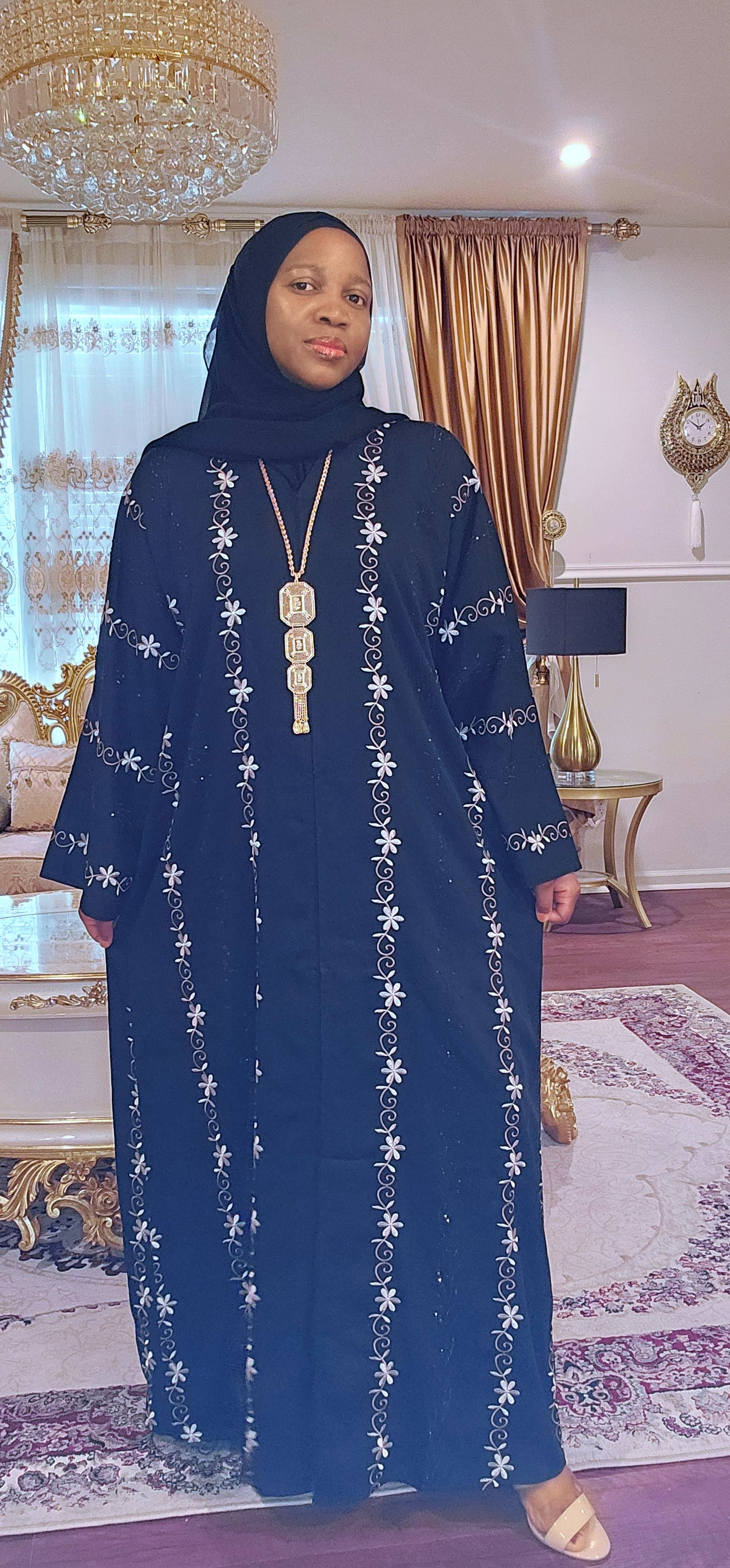 Elegant floral embroidered Abaya