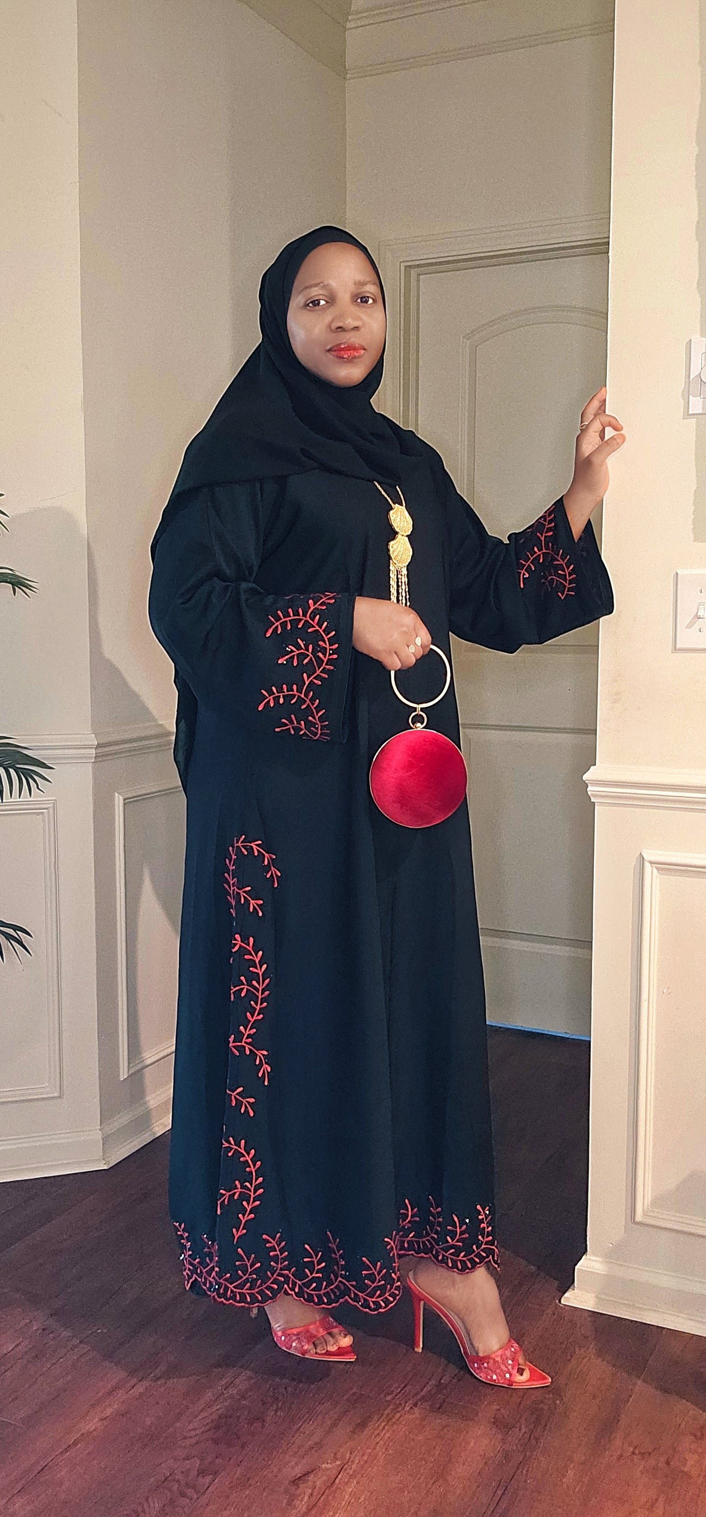 Scarlet bloom Abaya