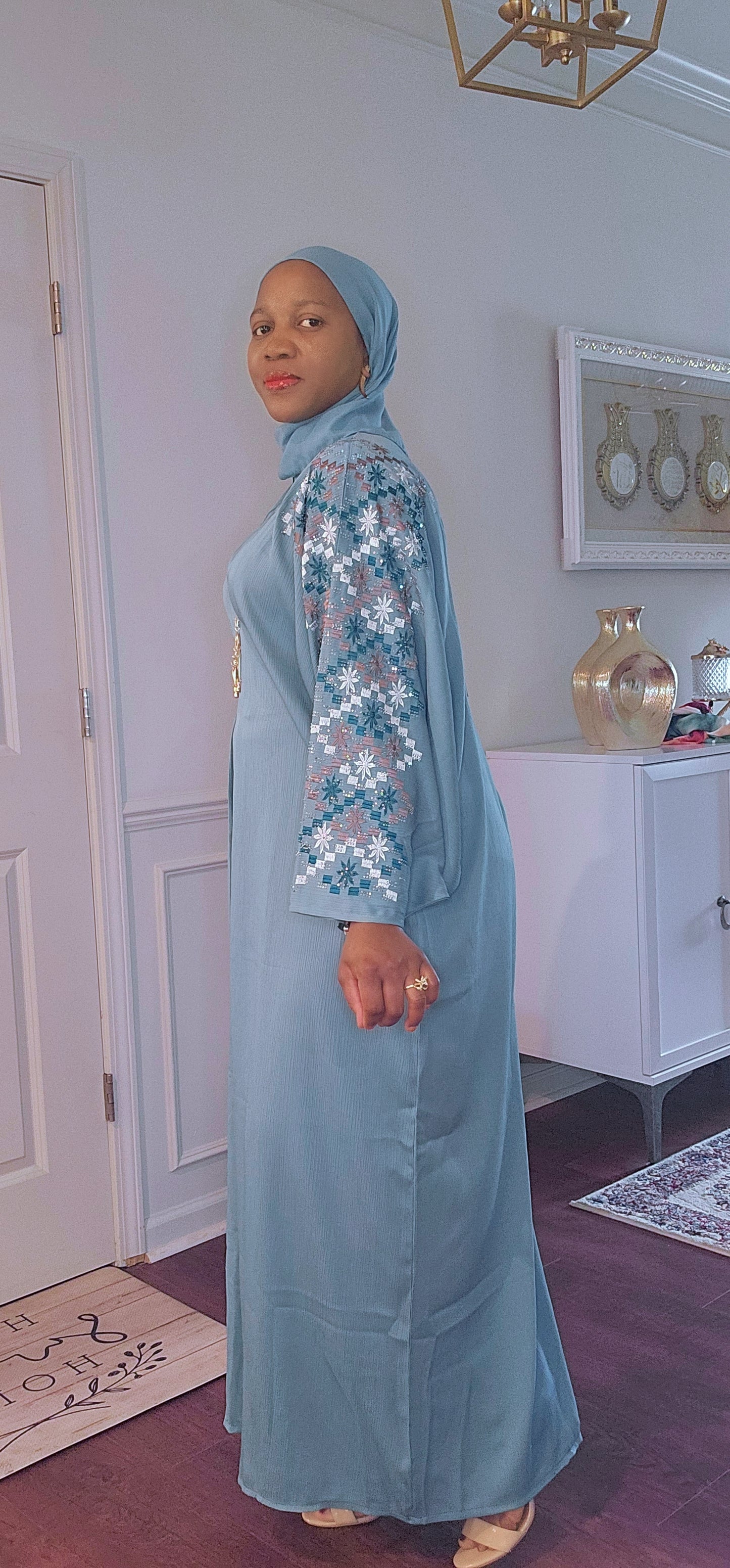 Teal Embroidered kaftan