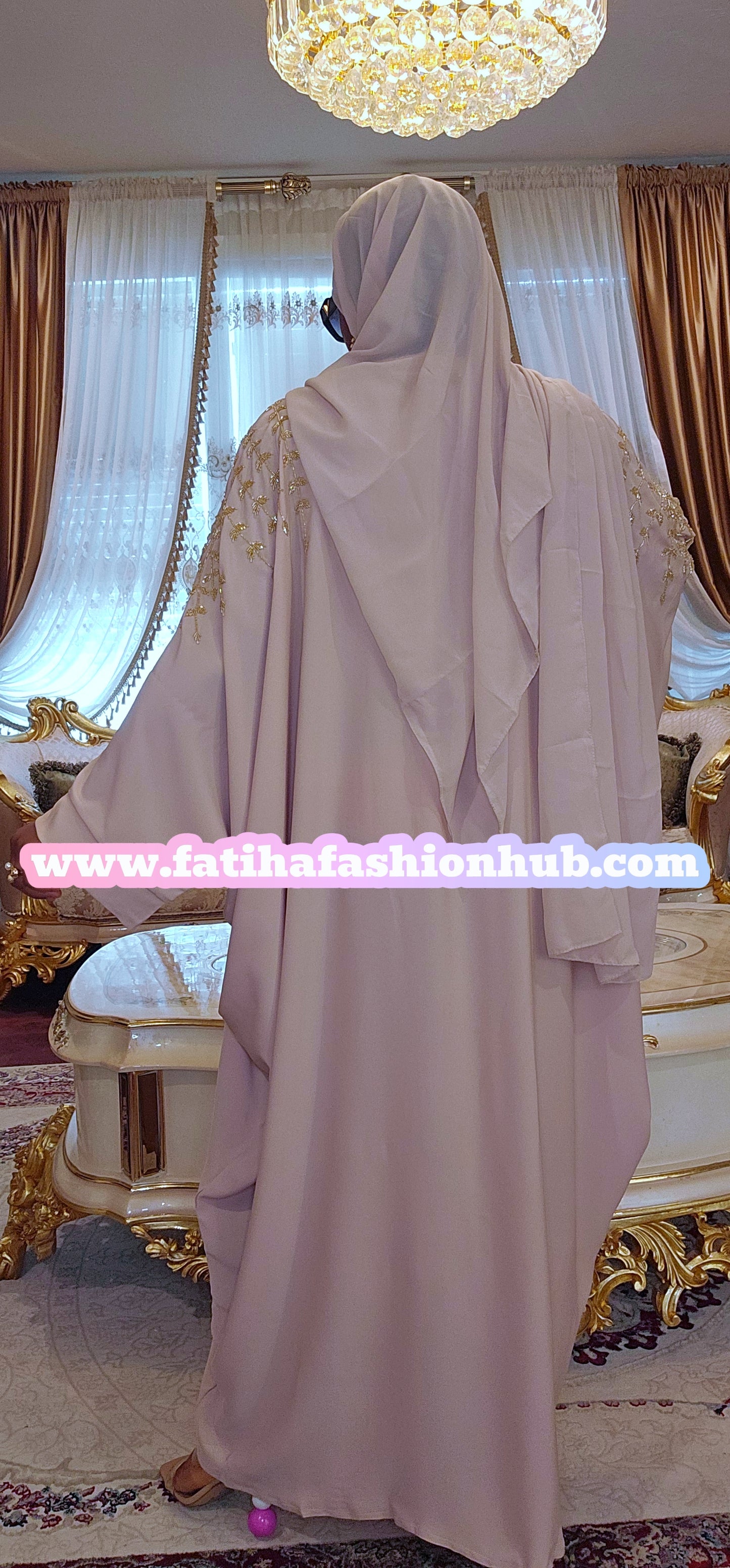 Blush handbeaded Abaya