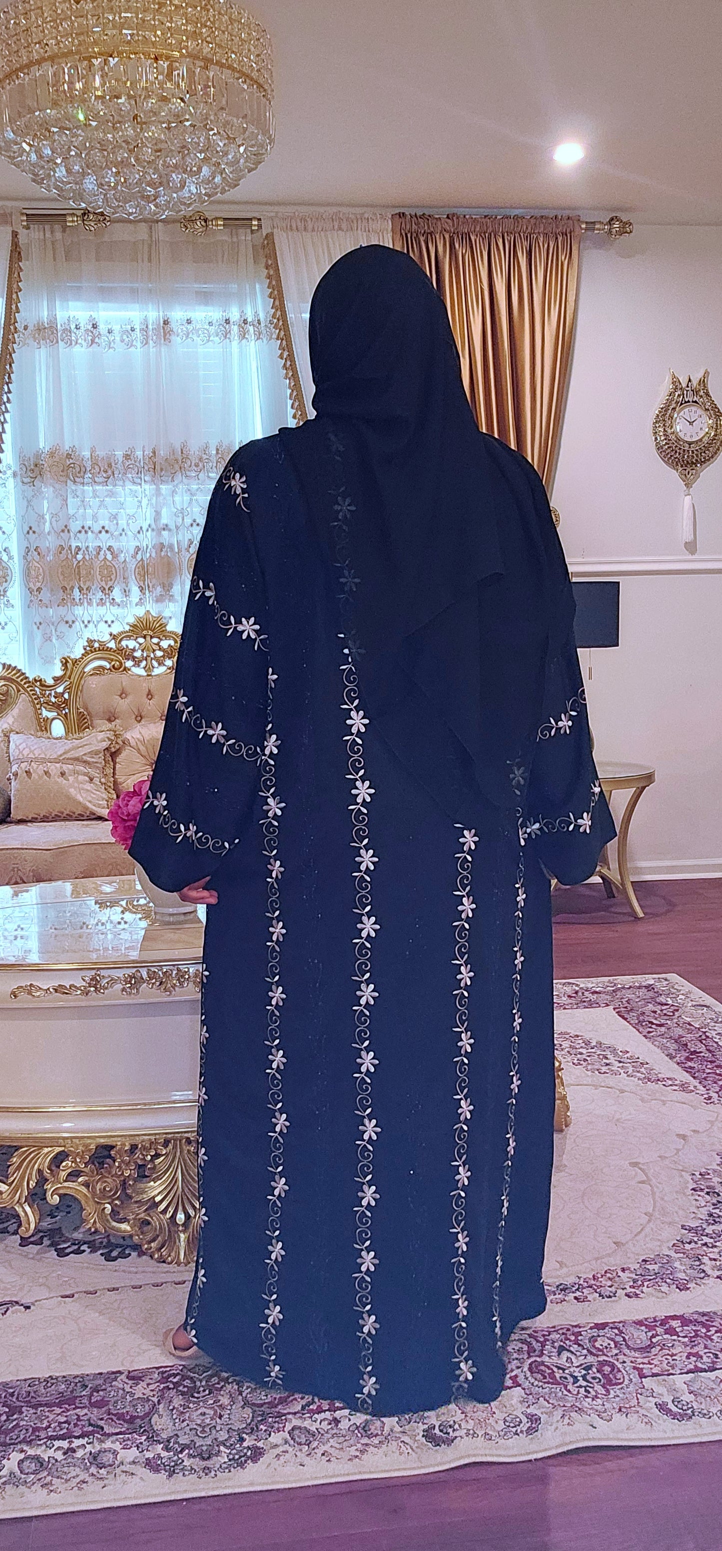 Elegant floral embroidered Abaya