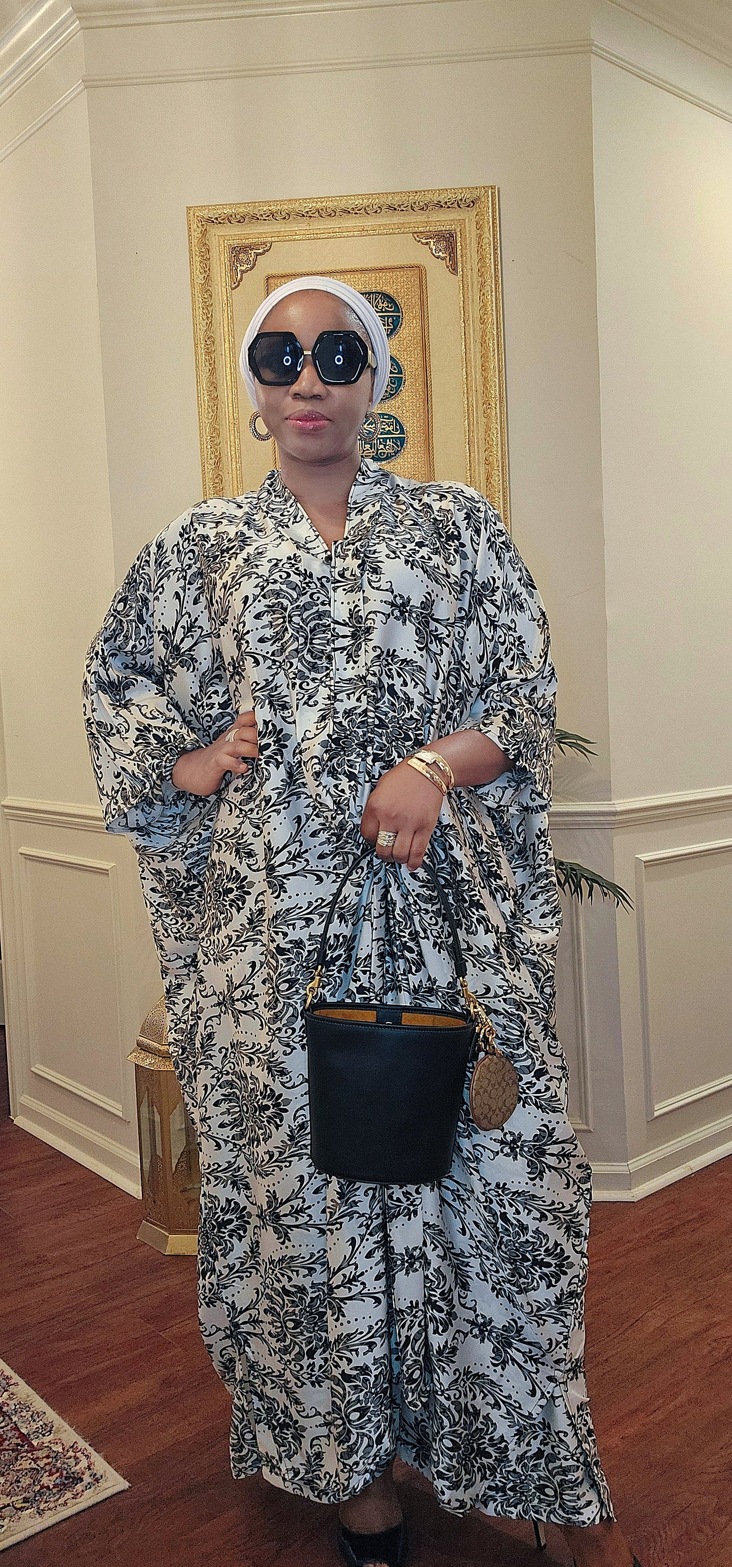 Silk print 2pcs shirt dress and pant set