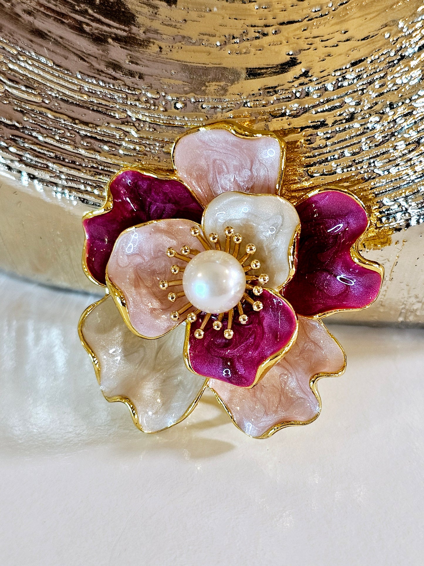 Vintage Peony Brooch