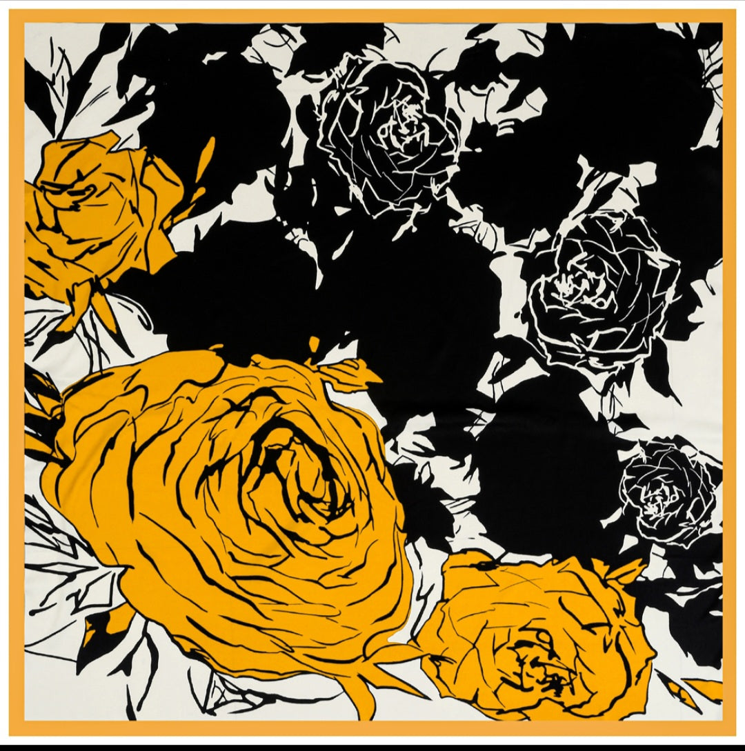 Hand Painted Roses Scarf