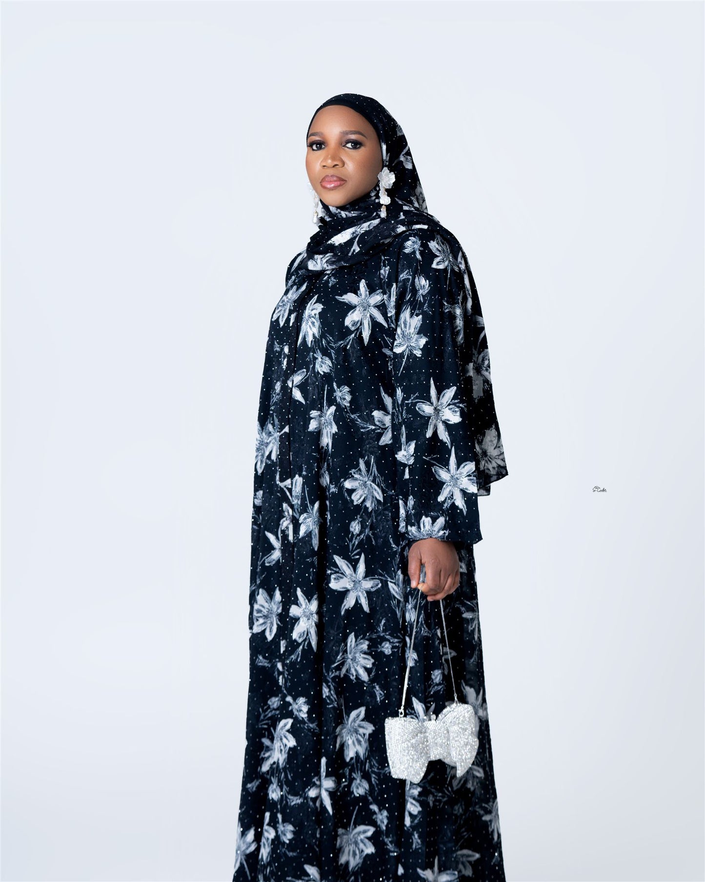 Jasmine Floral Chiffon 4pcs Abaya
