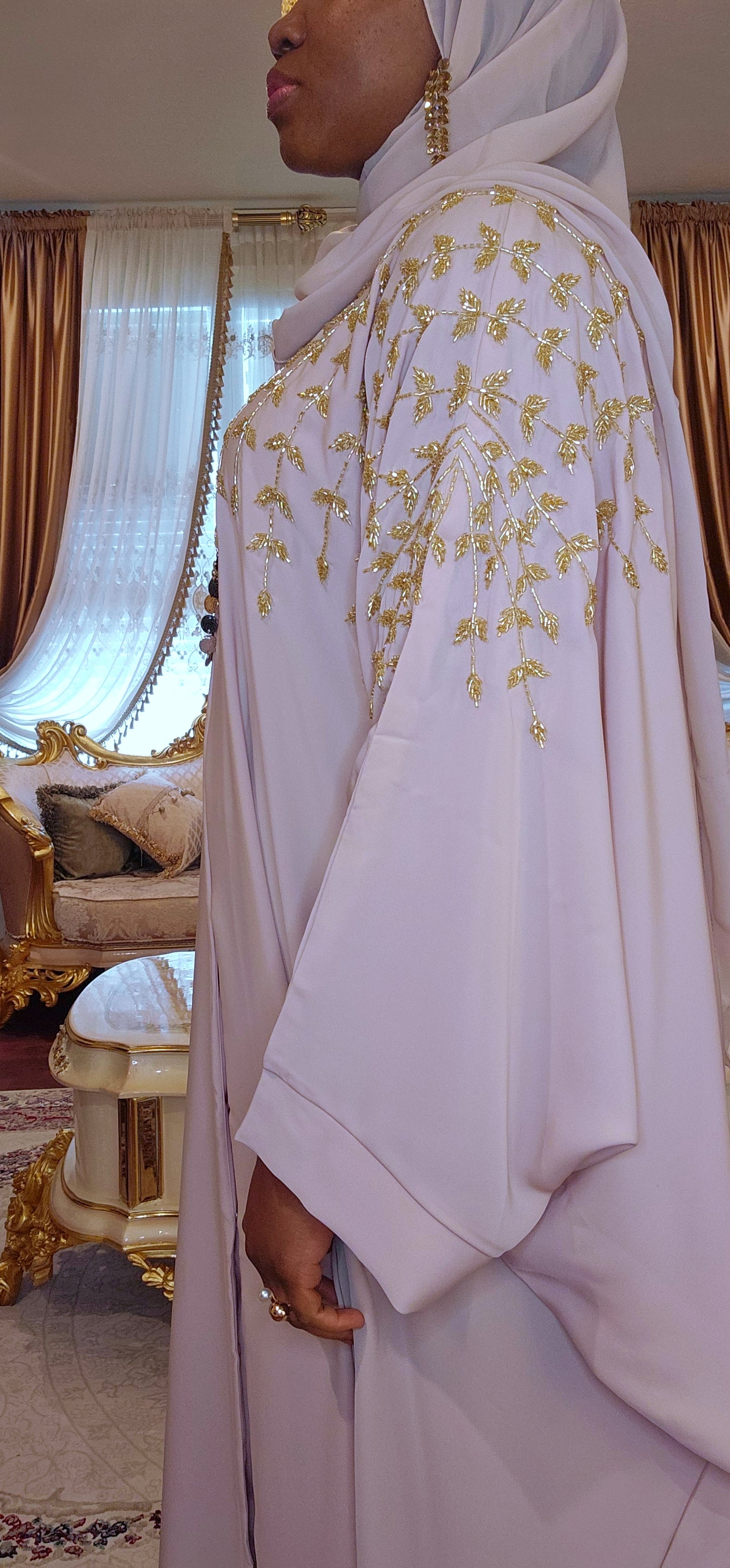 Blush handbeaded Abaya