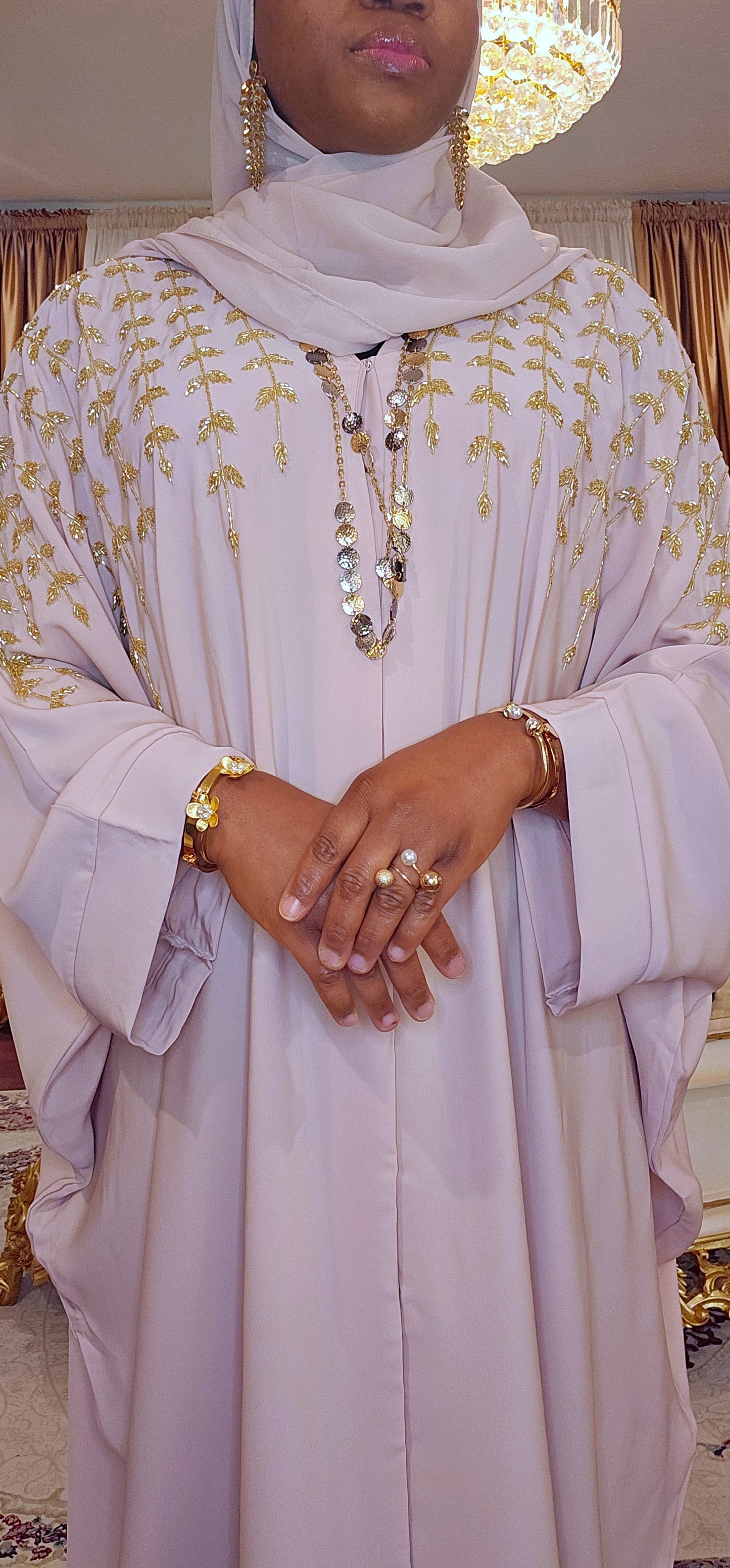Blush handbeaded Abaya