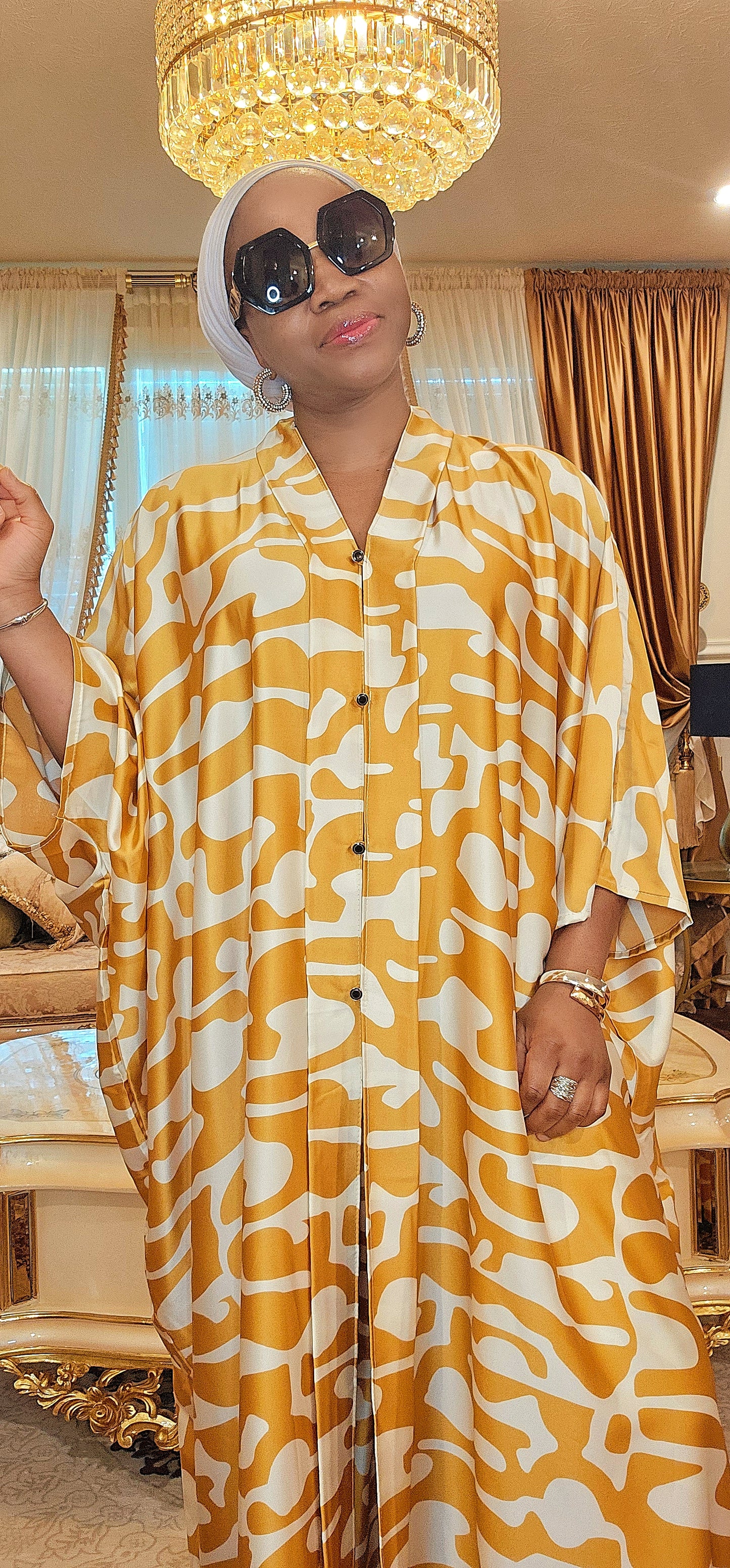 Silk print 2pcs shirt dress and pant set