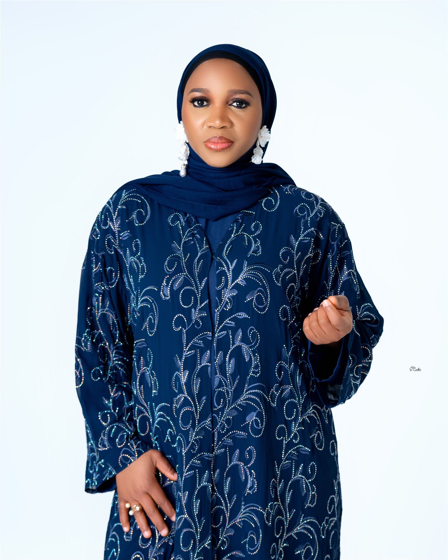Crystal Embroidered Chiffon 3pcs Abaya
