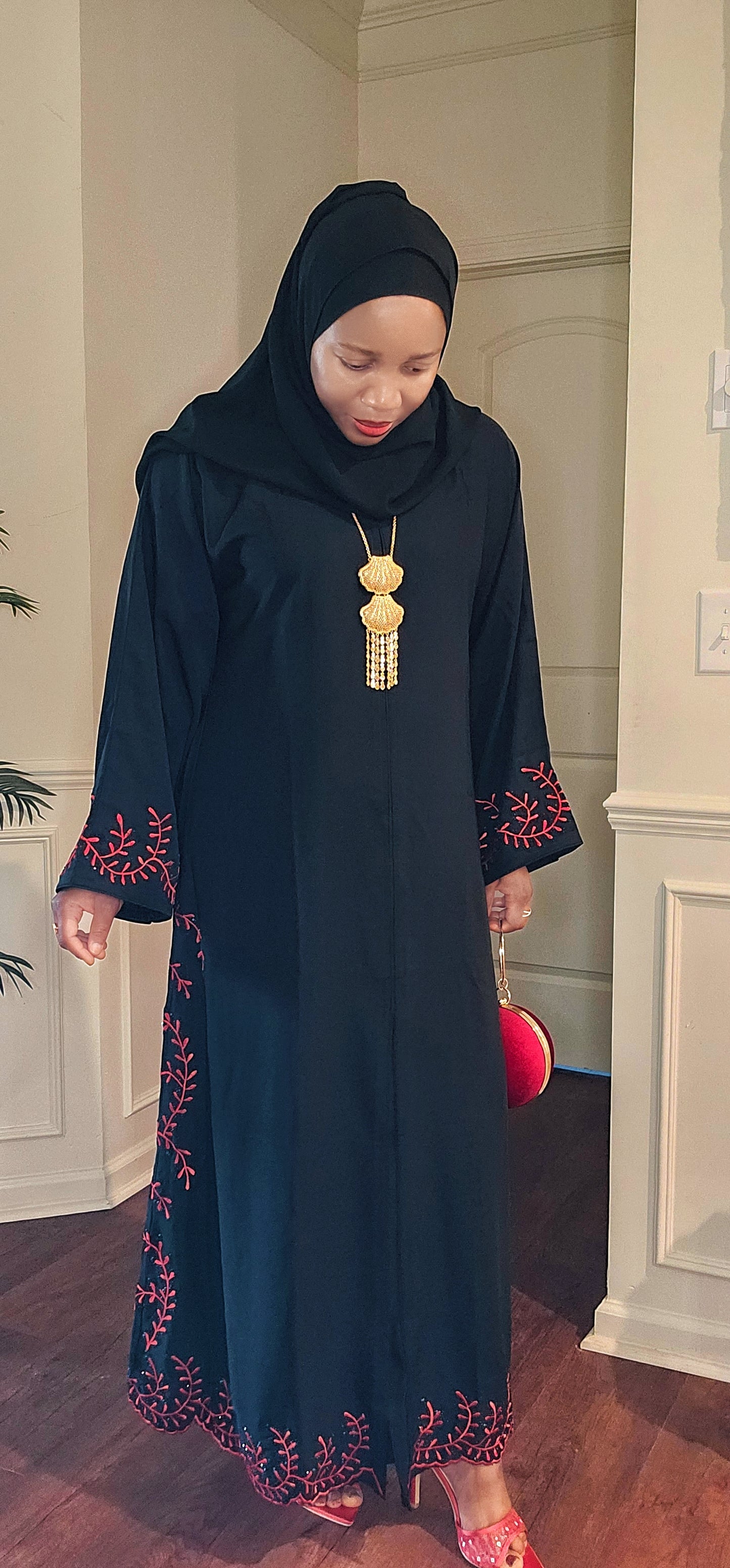 Scarlet bloom Abaya