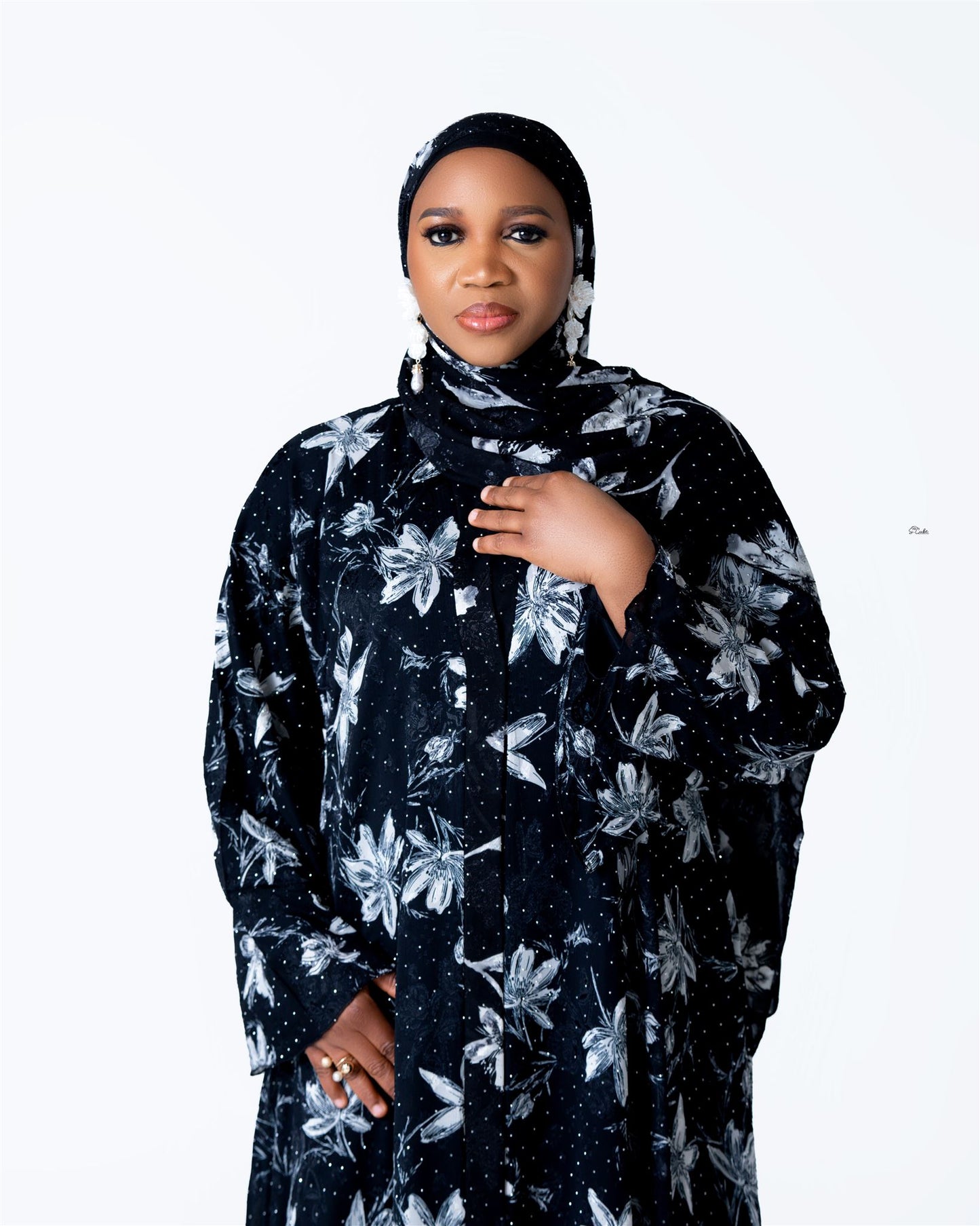 Jasmine Floral Chiffon 4pcs Abaya