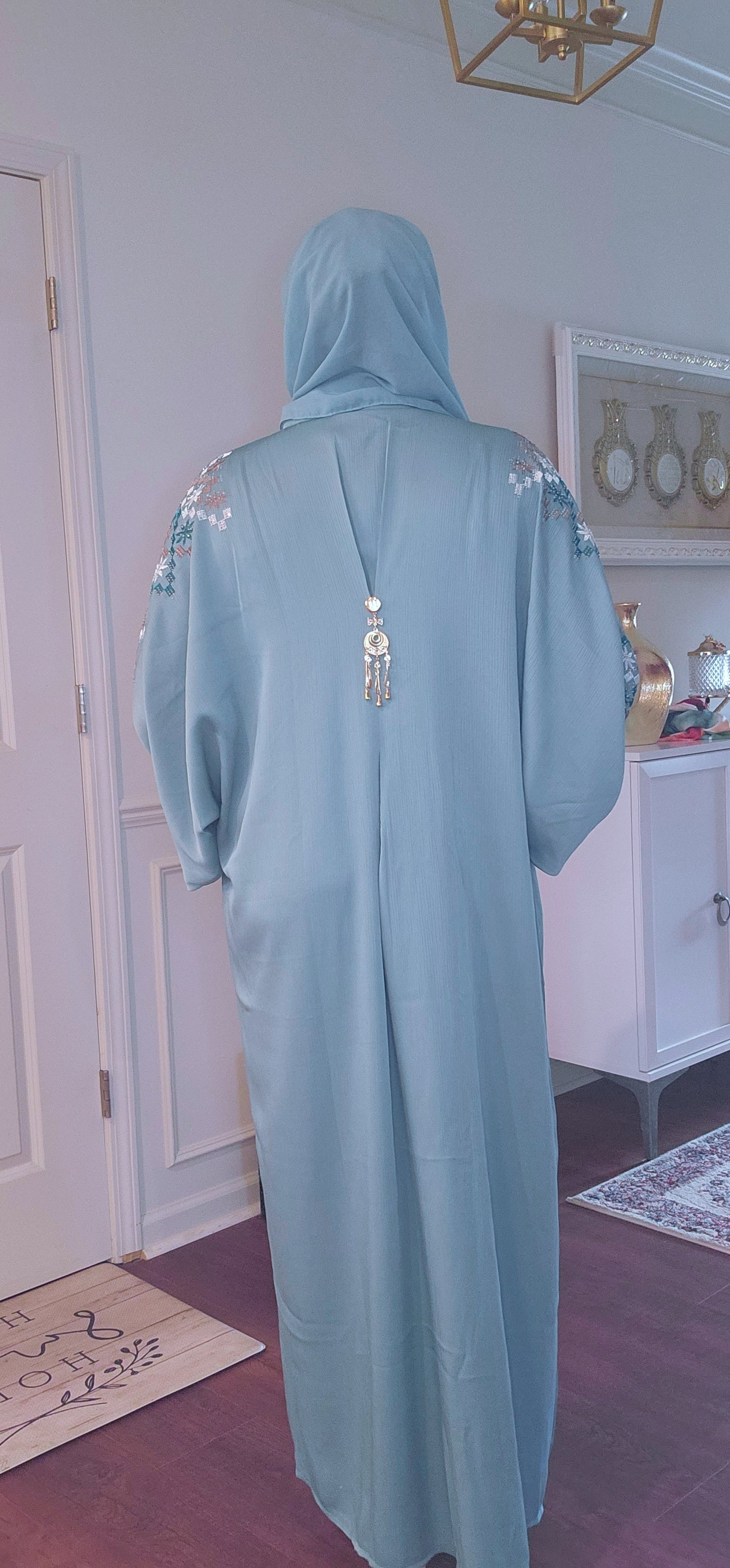 Teal Embroidered kaftan