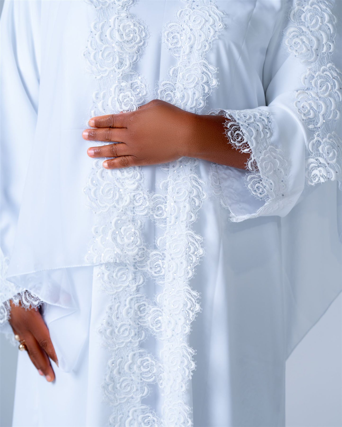 Noor White Lace Abaya