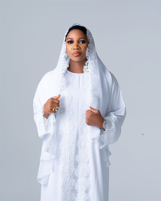 Noor White Lace Abaya